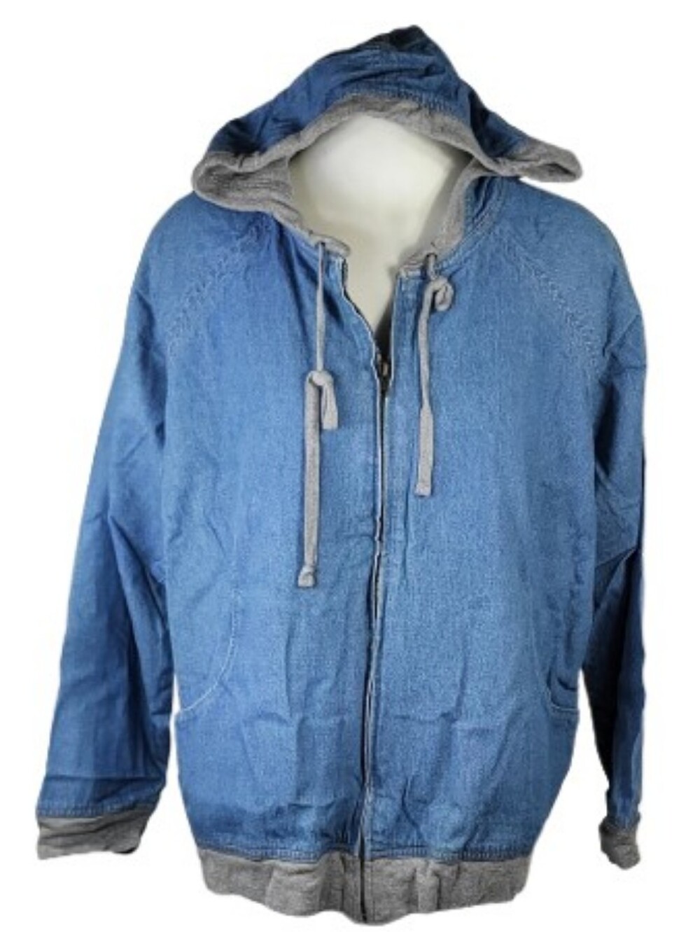 Blair Blue Gray Hooded Jacket Sz XL